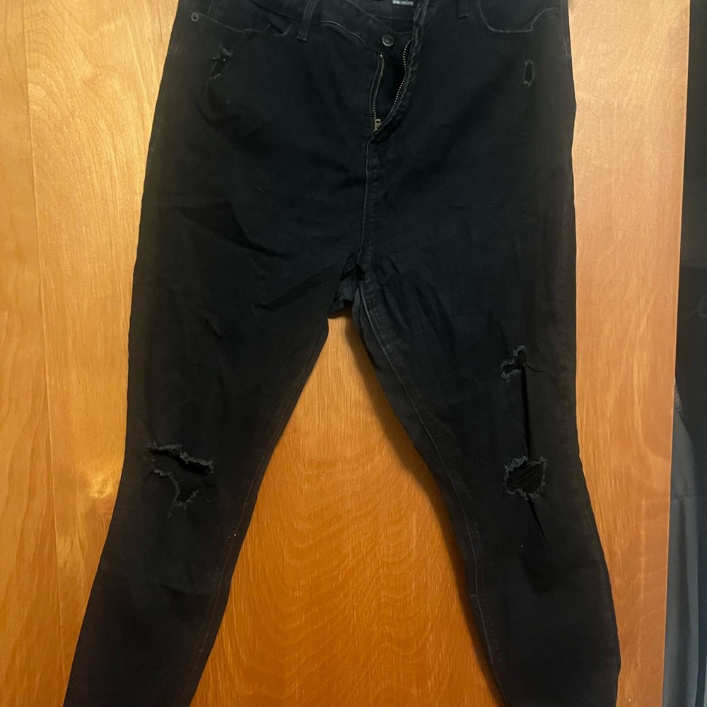 Old Navy Black Distressed Skinny Jeans